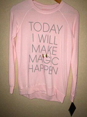 Peanuts brand Belle Magic Happen Sweatshirt design on sleeve, front NWT XL 14-16